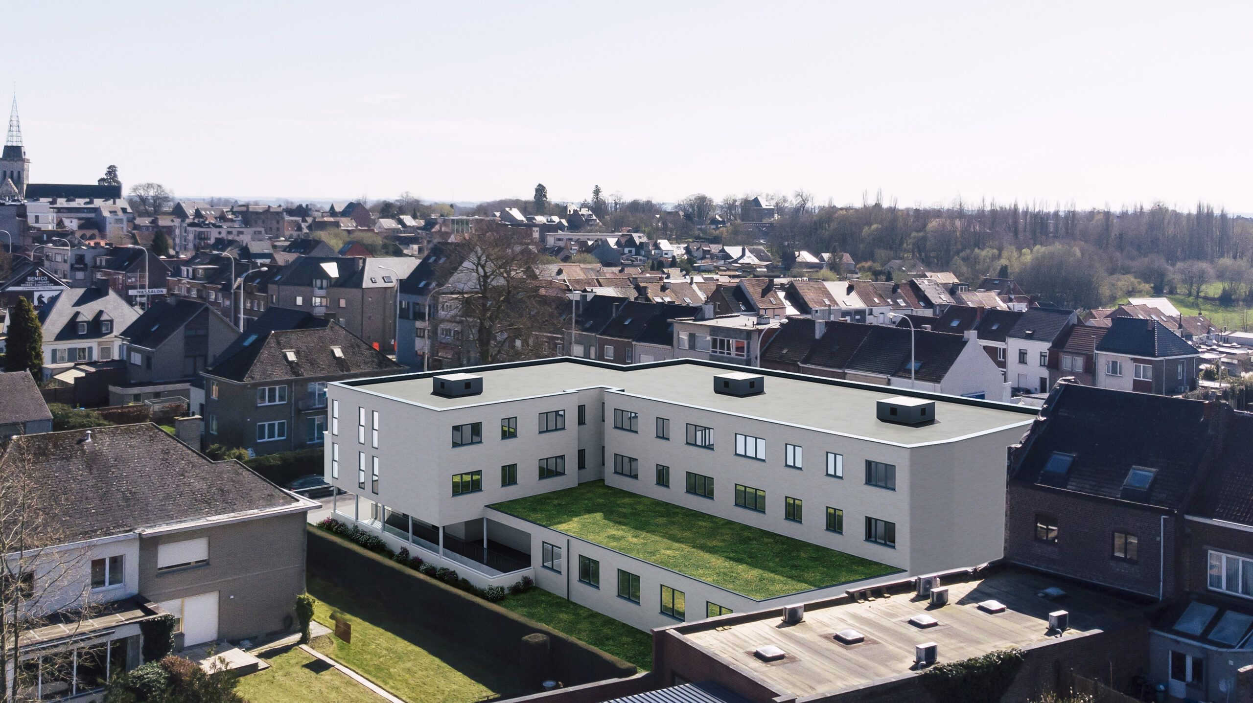 Vue aérienne de l’arrière de la résidence Kastanjehof
