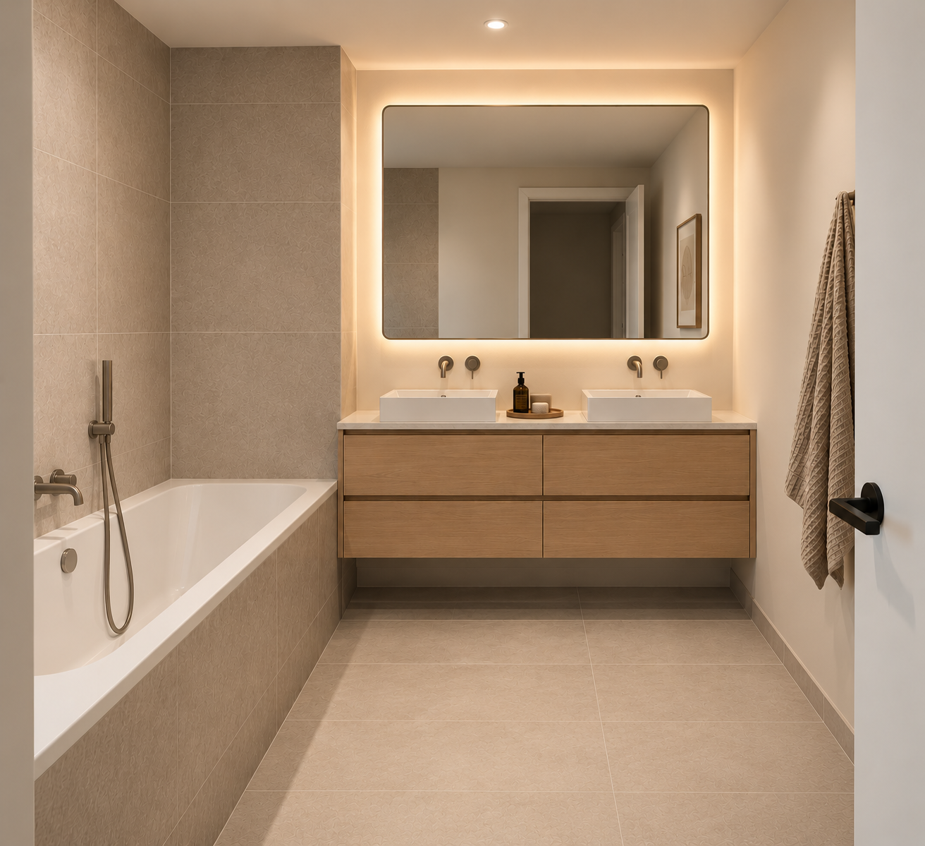 Salle de bain d’un appartement de la résidence Palais