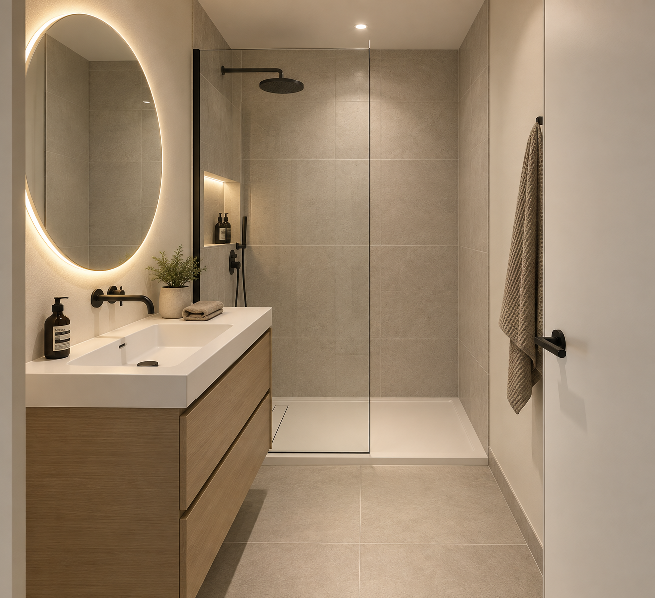 Salle de douche d’un appartement de la résidence Palais