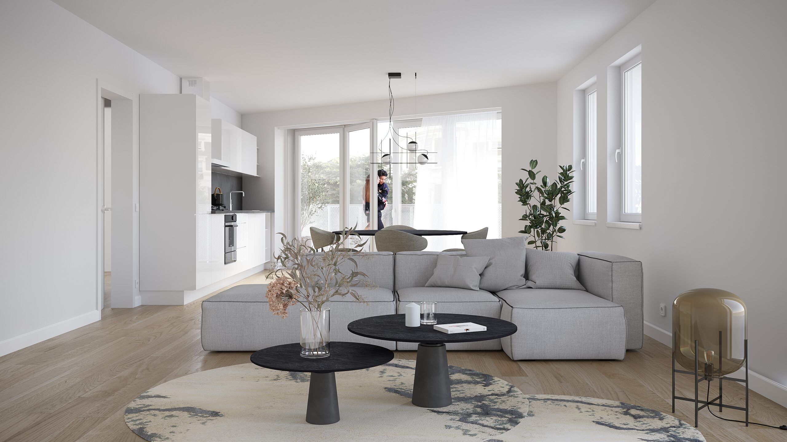 Séjour d’un appartement de la résidence Pâturage